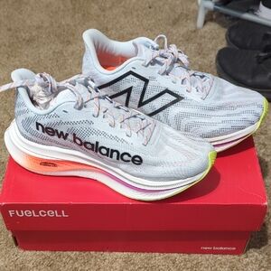 New Balance White and Yellow Athletic Shoes with FuelCell Cushioning